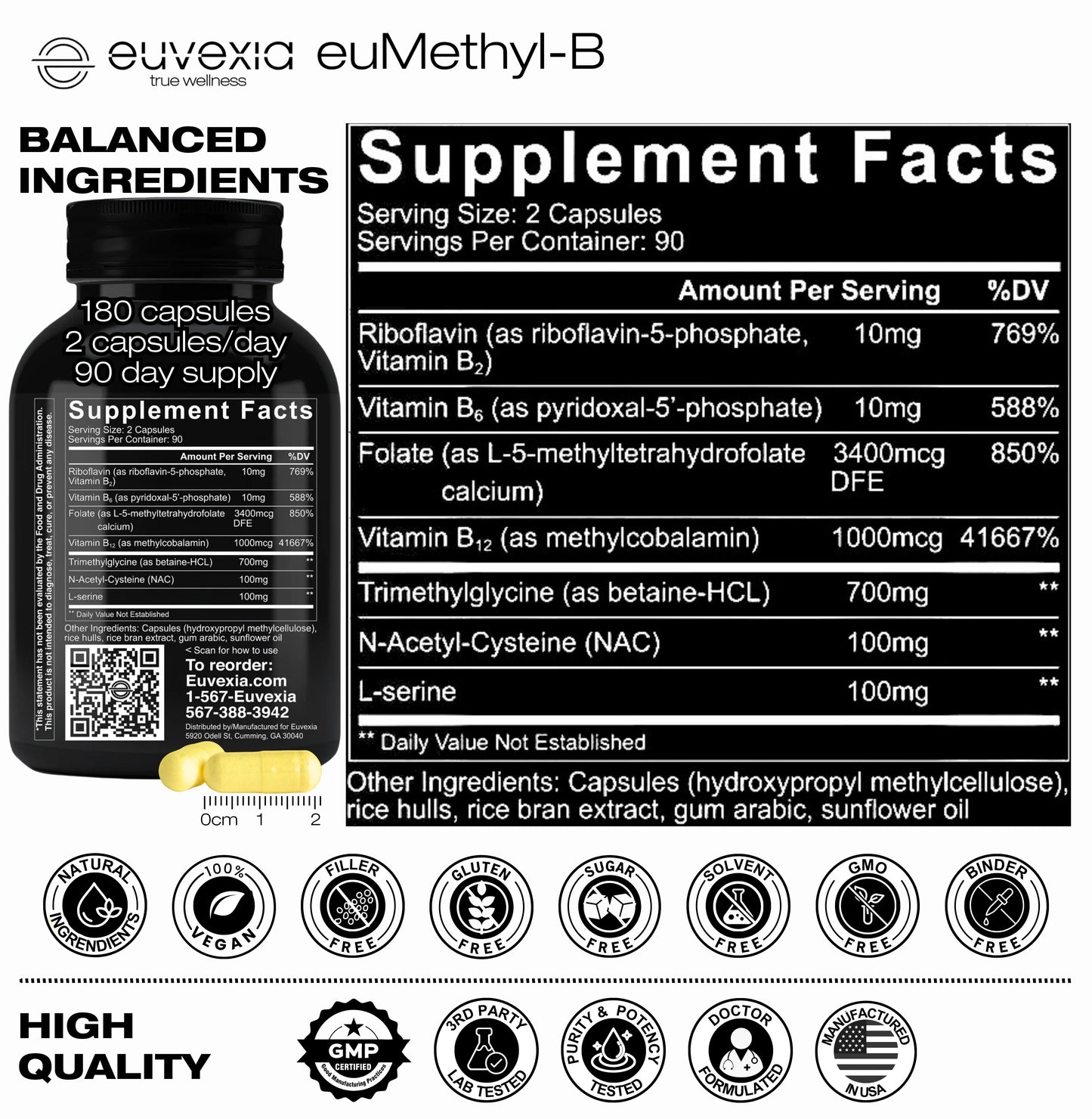 euMethyl-B, 180 Capsules