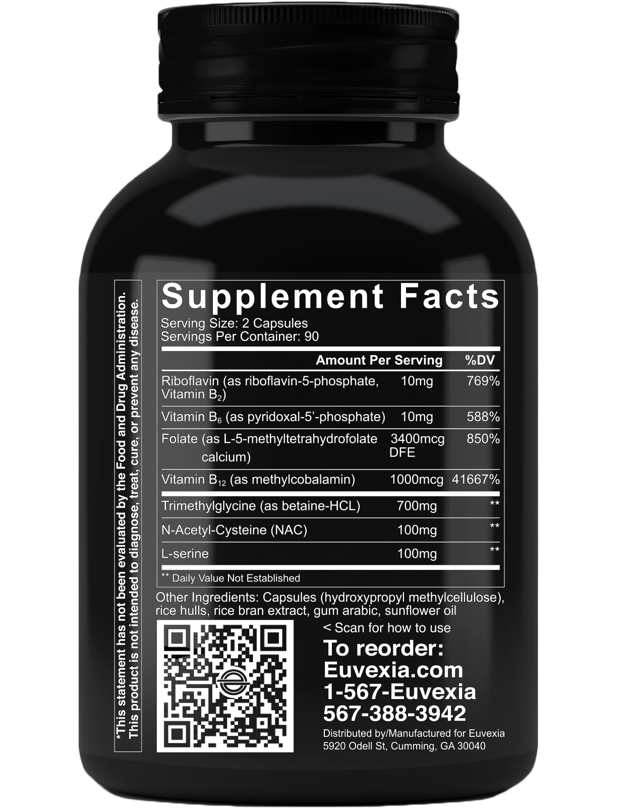 euMethly B Supplement Nutritional Label