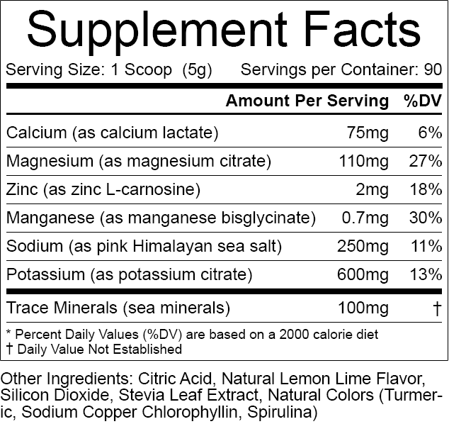 euLyte electrolyte lemon lime supplement facts